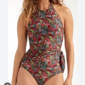 Hermoza Floral One Piece Swimsuit - Red and Green